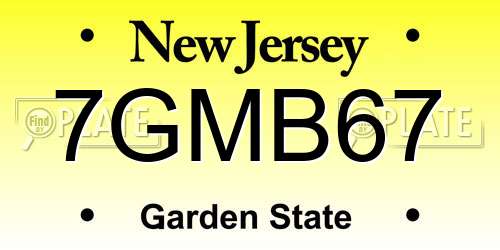 7GMB67 New Jersey License Plate