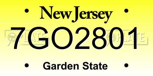 7GO2801 New Jersey License Plate