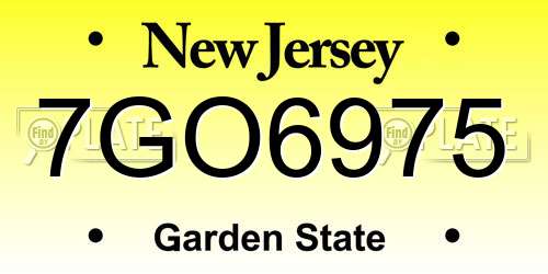 7GO6975 New Jersey License Plate
