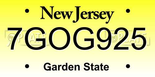 7GOG925 New Jersey License Plate