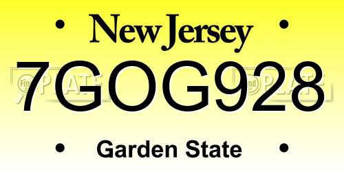 7GOG928 New Jersey License Plate
