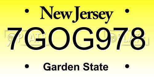 7GOG978 New Jersey License Plate