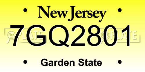 7GQ2801 New Jersey License Plate