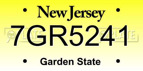 7GR5241 New Jersey License Plate