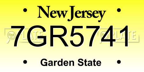 7GR5741 New Jersey License Plate