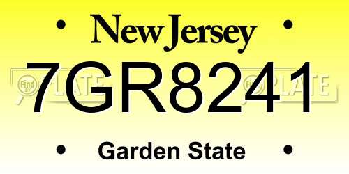 7GR8241 New Jersey License Plate