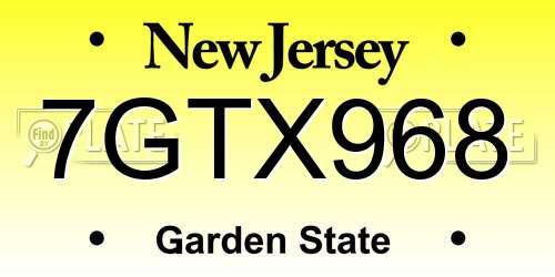 7GTX968 New Jersey License Plate