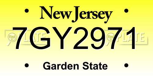 7GY2971 New Jersey License Plate