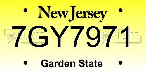 7GY7971 New Jersey License Plate
