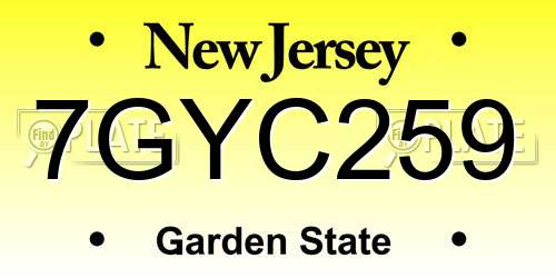 7GYC259 New Jersey License Plate
