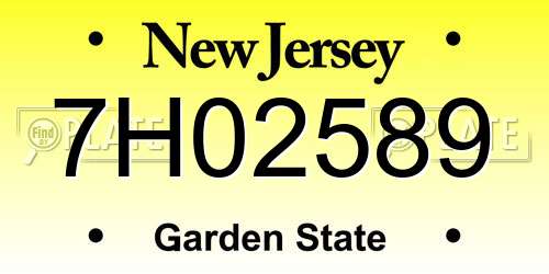 7H02589 New Jersey License Plate