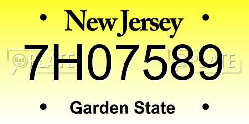 7H07589 New Jersey License Plate