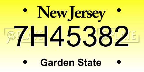 7H45382 New Jersey License Plate