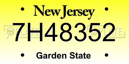 7H48352 New Jersey License Plate