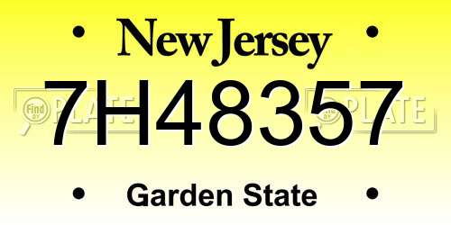 7H48357 New Jersey License Plate