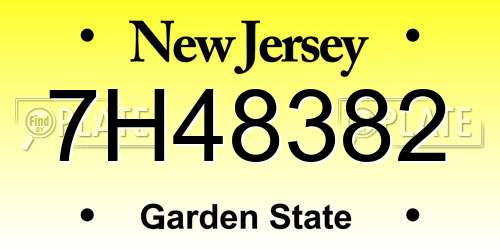 7H48382 New Jersey License Plate