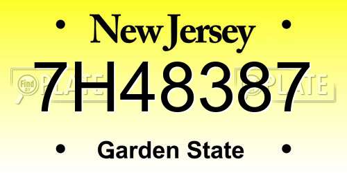 7H48387 New Jersey License Plate