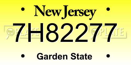 7H82277 New Jersey License Plate