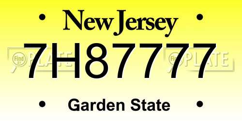 7H87777 New Jersey License Plate