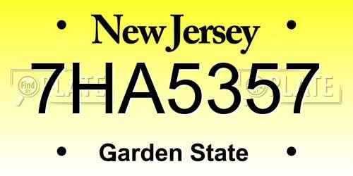 7HA5357 New Jersey License Plate
