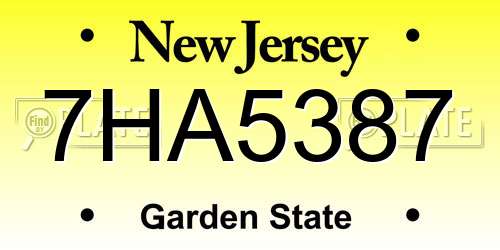 7HA5387 New Jersey License Plate