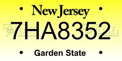 7HA8352 New Jersey License Plate