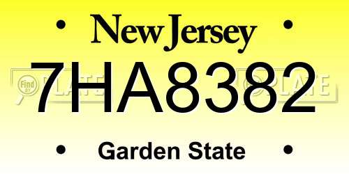 7HA8382 New Jersey License Plate