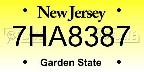7HA8387 New Jersey License Plate