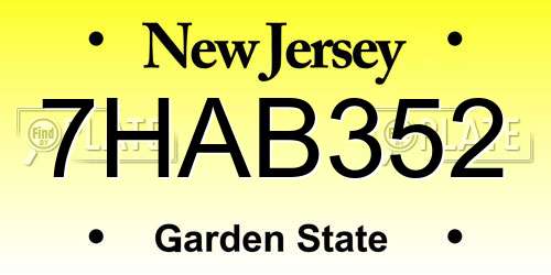 7HAB352 New Jersey License Plate