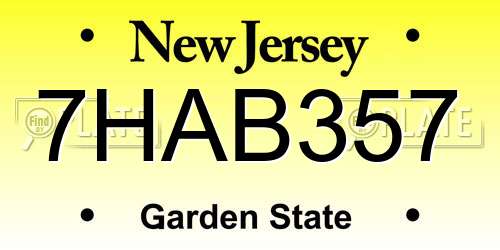7HAB357 New Jersey License Plate