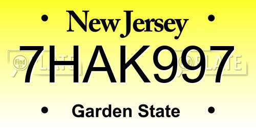 7HAK997 New Jersey License Plate