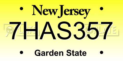 7HAS357 New Jersey License Plate