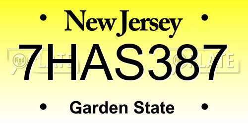 7HAS387 New Jersey License Plate