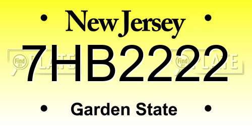 7HB2222 New Jersey License Plate