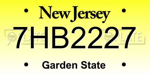 7HB2227 New Jersey License Plate