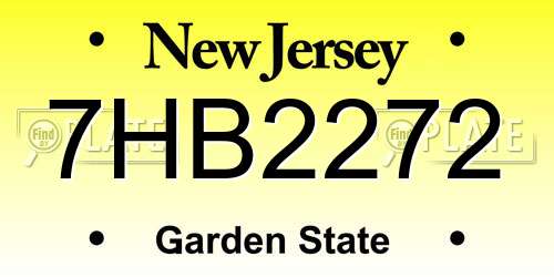 7HB2272 New Jersey License Plate