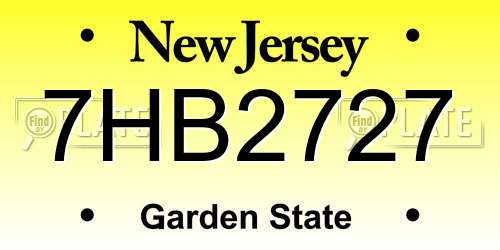 7HB2727 New Jersey License Plate