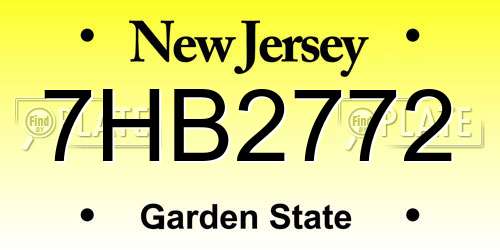 7HB2772 New Jersey License Plate