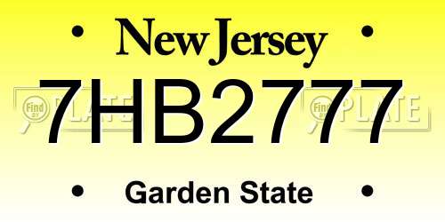 7HB2777 New Jersey License Plate