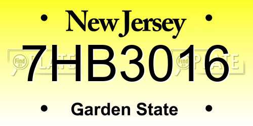 7HB3016 New Jersey License Plate