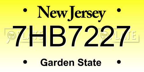 7HB7227 New Jersey License Plate