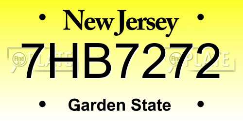 7HB7272 New Jersey License Plate