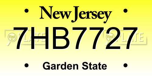 7HB7727 New Jersey License Plate