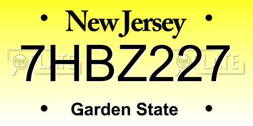 7HBZ227 New Jersey License Plate