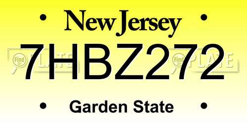7HBZ272 New Jersey License Plate
