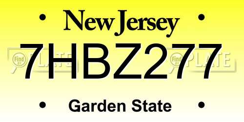 7HBZ277 New Jersey License Plate
