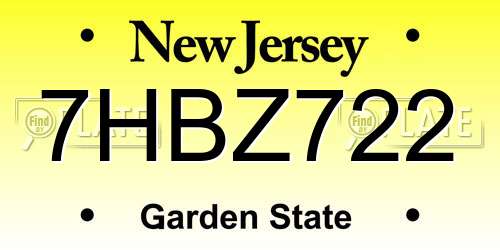 7HBZ722 New Jersey License Plate