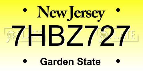 7HBZ727 New Jersey License Plate