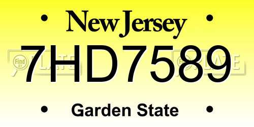 7HD7589 New Jersey License Plate