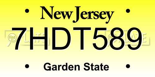 7HDT589 New Jersey License Plate